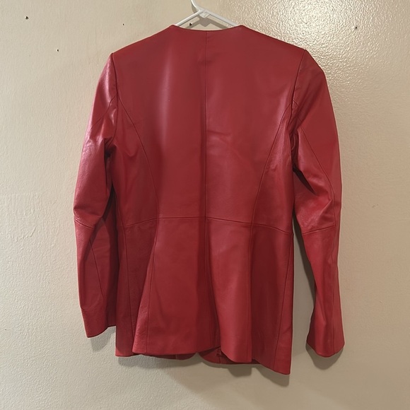 Pamela McCoy red and white  leather jacket SZ Small - Picture 5 of 15